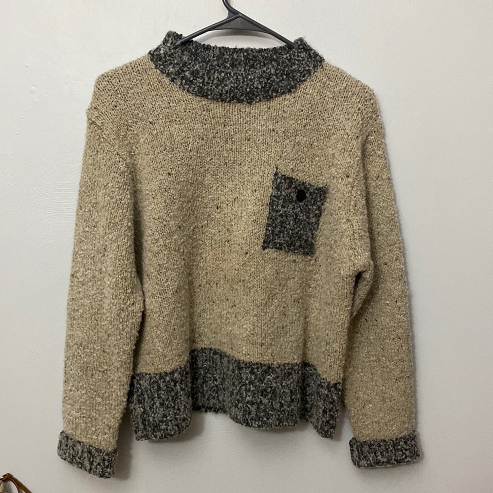 Grandmacore Lagen Wool Blend knit pocket sweater by Kamali